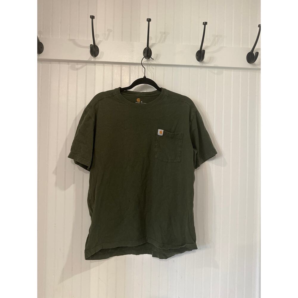 Carhartt Mens Olive K87 Heavyweight Workwear Original Fit Cotton Tee Size M